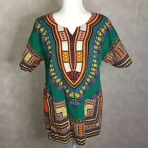 Green African Dashiki, size medium, pre loved condition